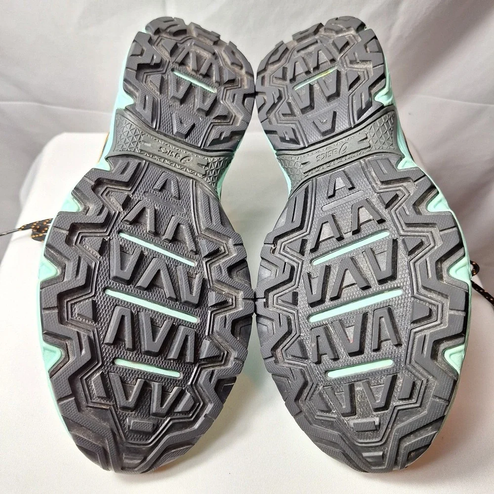 ASICS Gel-Venture 7 Trail Running Sneaker Women Sz 8.5 Black/Teal/Orange Pop GUC